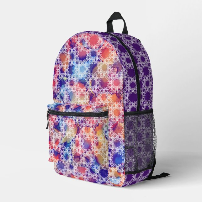 Multi-Colored Geometric  Backpack by Joya Eve (Back Corner Right)