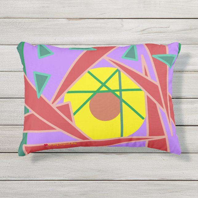 Multi-colored Geometric Outdoor Pillow (Front)