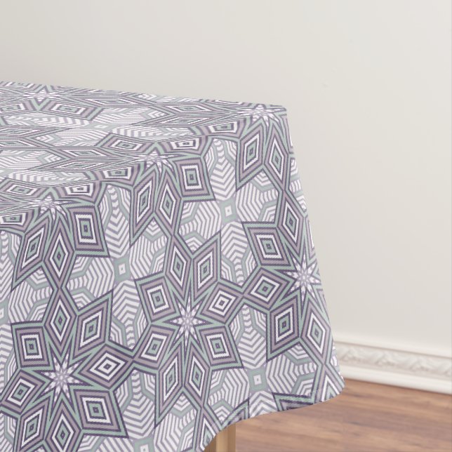 Multi-colored geometric pattern retro tablecloth (In Situ)