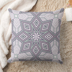Multi-colored geometric pattern retro throw pillow