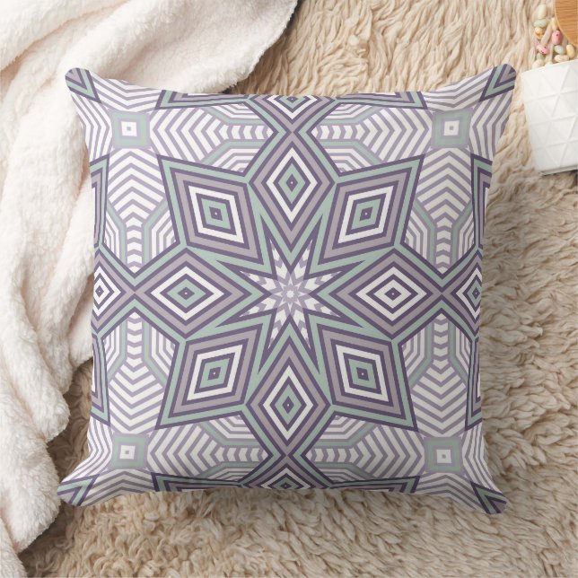 Multi-colored geometric pattern retro throw pillow (Blanket)