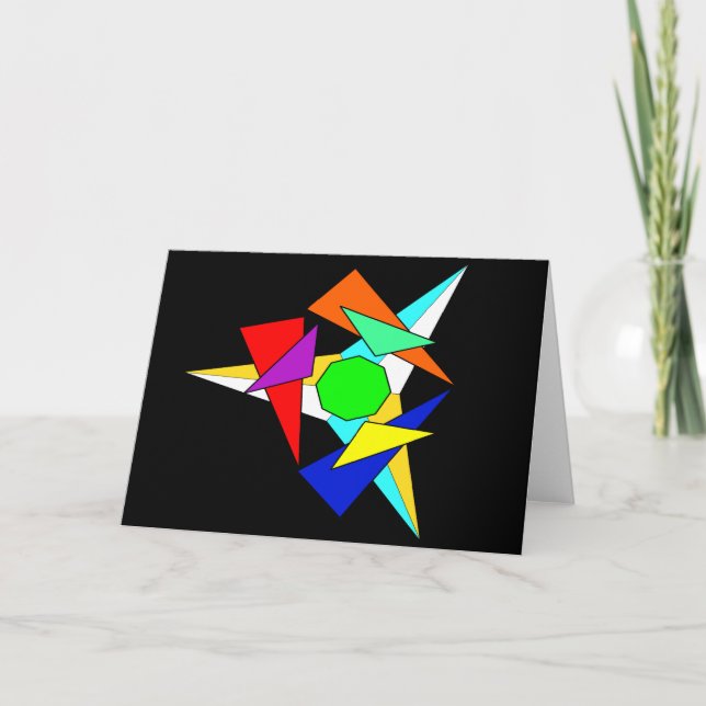 Multi colored geometric star burst card (Front)
