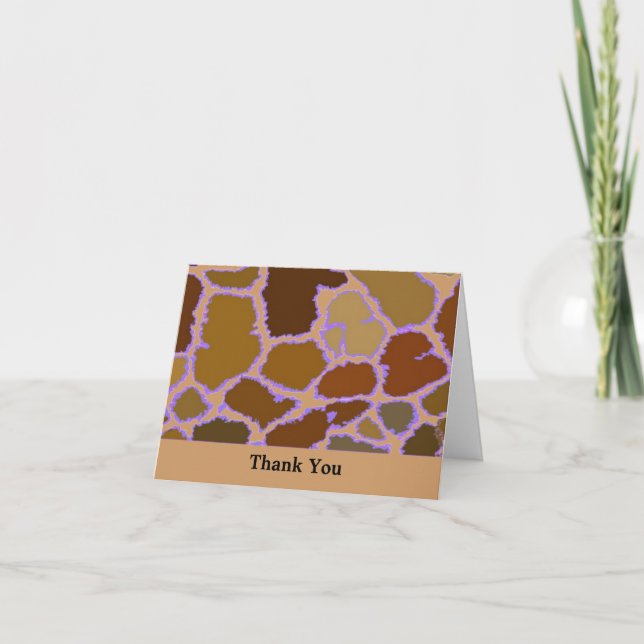 Multi-Colored Giraffe Print Thank You Card (Front)