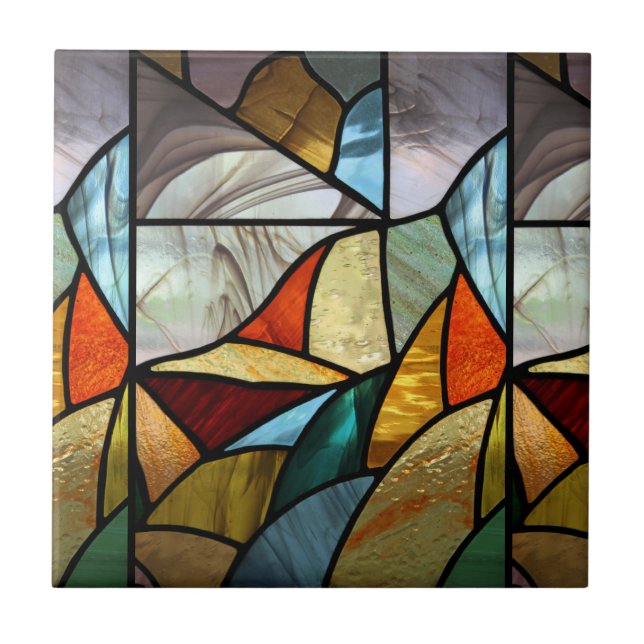 Multi-Colored Glass Abstract Ceramic Tile (Front)