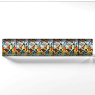 Multi-Colored Glass Abstract Desk Name Plate