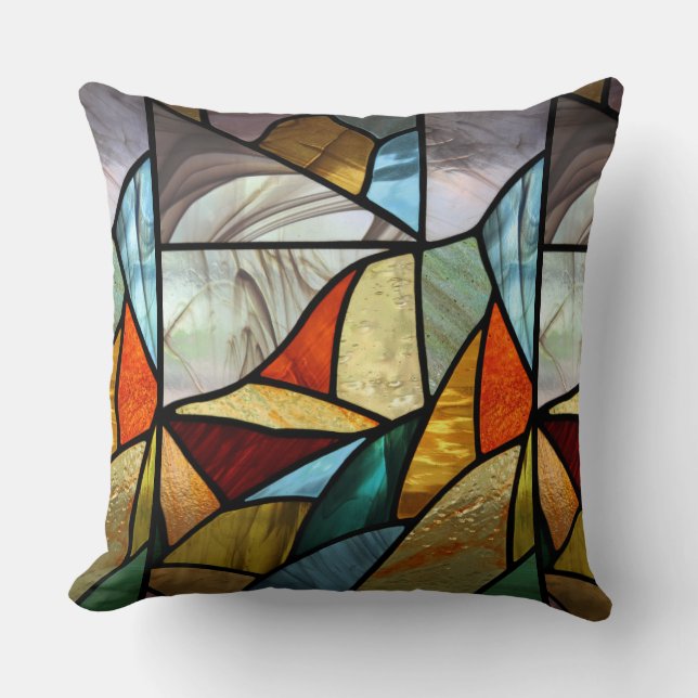 Multi-Colored Glass Abstract Throw Pillow (Front)