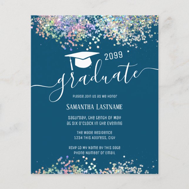 Multi colored glitter graduation party Paper Sheet (Front)