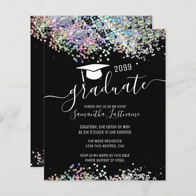 Multi colored glitter graduation party Paper Sheet (Front/Back)