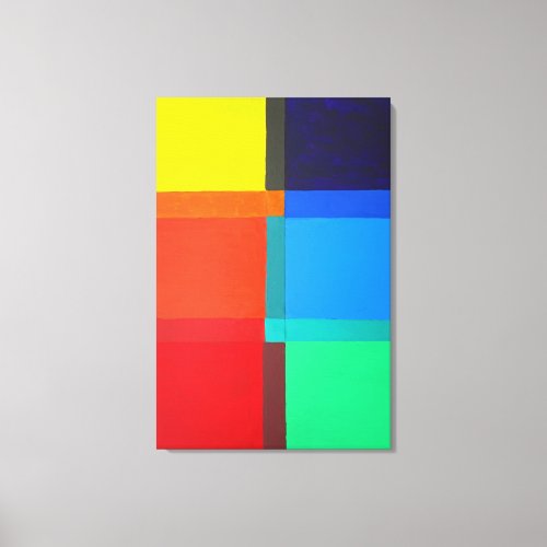 Multi colored Goeometric Grid Modern Abstract Art Canvas Print