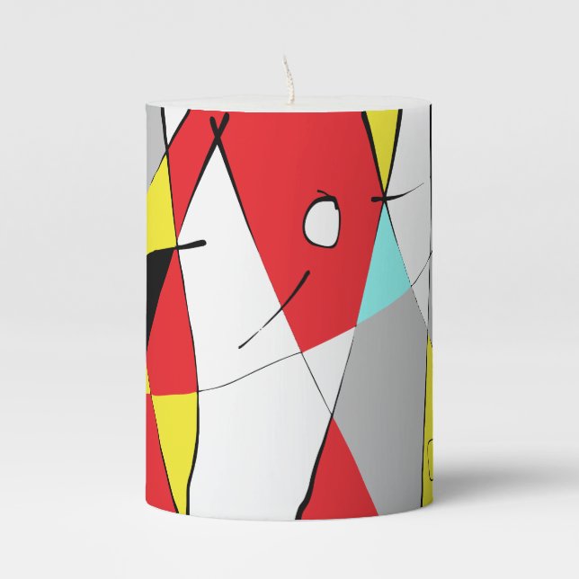 Multi-colored Graphic  Pillar Candle (Front)