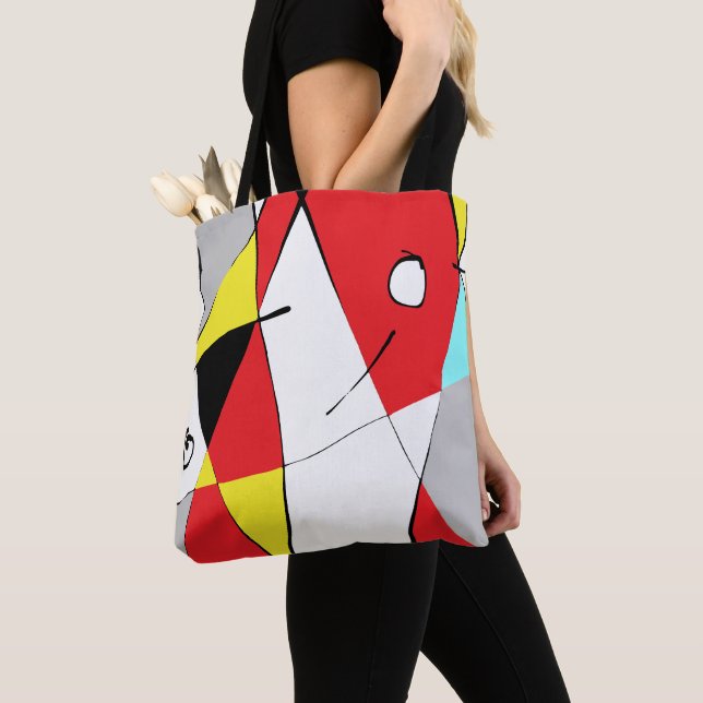 Multi-colored Graphic  Tote Bag (Close Up)