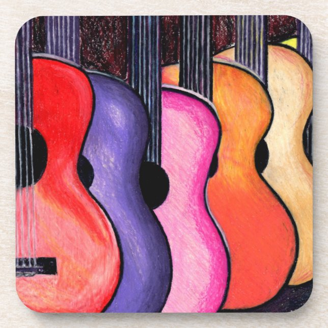 Multi Colored Guitars Coasters (Front)