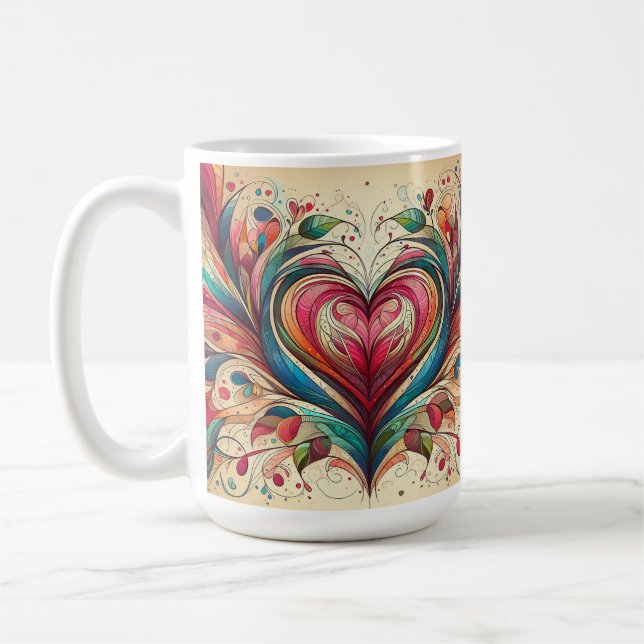 Multi Colored Heart Coffee Mug (Left)