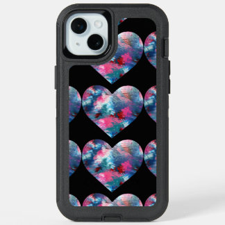 Multi Colored Heart Paint on Wood iPhone 15 Plus Case