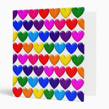 Multi-colored Hearts 3-ring 1" Binder by wesleyowns at Zazzle