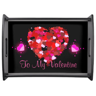 Multi Colored Hearts Large Serving Tray