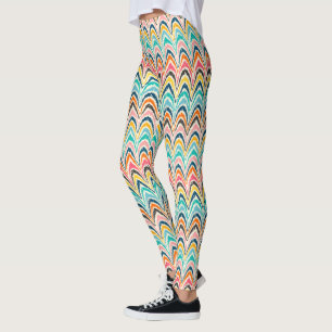 Multi-colored Ikat Chevron Flame Stitch Leggings