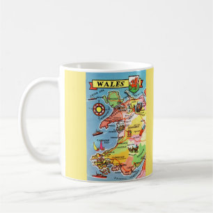Multi Colored Illustrated Map of Wales Coffee Mug