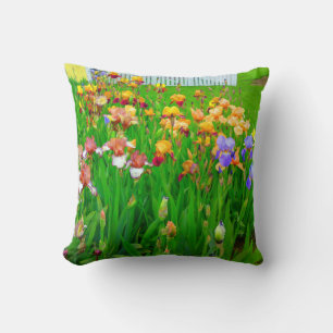 Multi Colored Iris Flower Patch Pillow