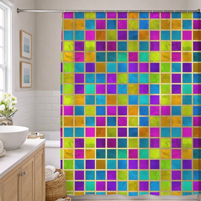 Multi Colored Jewel Mosaic Shower Curtain (Creator Uploaded)