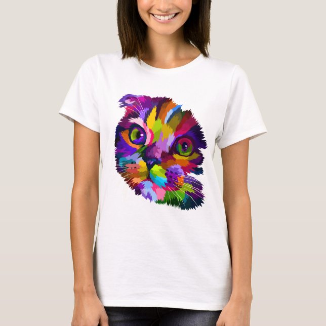 Multi Colored Kitten Pop Art T-Shirt (Front)