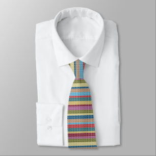 Multi-Colored Knitted Style Striped Neck Tie