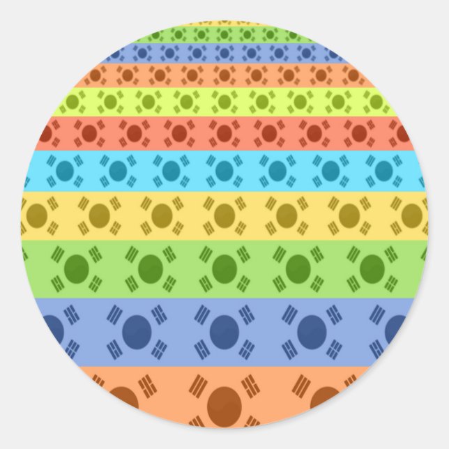 Multi-Colored Korean Flag Art Print Classic Round Sticker (Front)