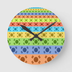 Multi-Colored Korean Flag Art Print Round Clock