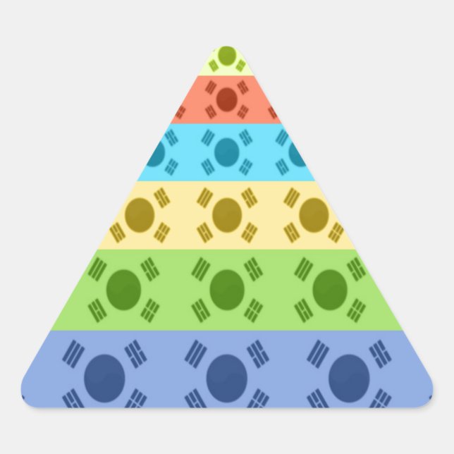 Multi-Colored Korean Flag Art Print Triangle Sticker (Front)