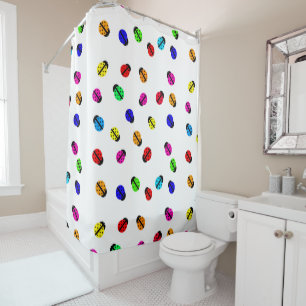 Multi Colored Lady Bug Shower Curtain