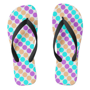 Multi colored large polka dots retro sixties flip flops