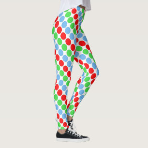 Multi colored large polka dots retro sixties leggings