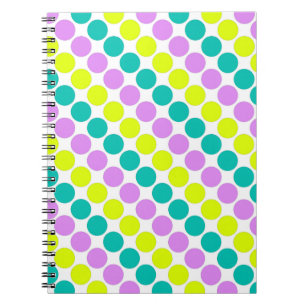 Multi colored large polka dots retro sixties notebook
