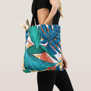 Multi-Colored Leaves & Palm Leaves Tote Bag