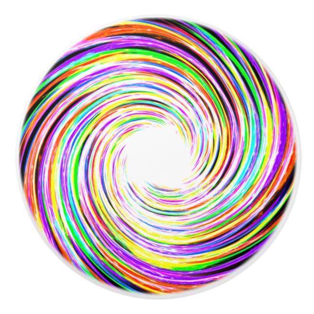 Multi Colored Lightning Spark Swirl Door Knob (Front)