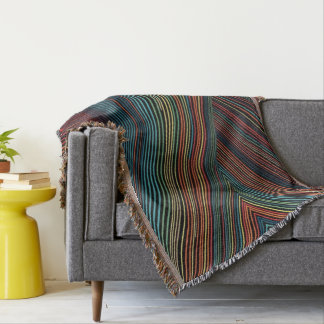 Multi-Colored Line Cotton Throw Blanket