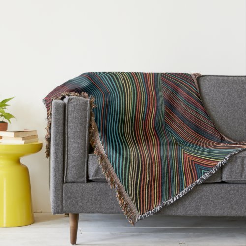 Multi_Colored Line Cotton Throw Blanket