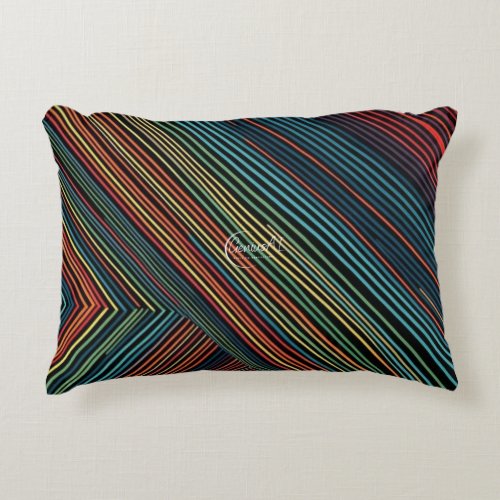 Multi_colored Line Polyester Accent Pillow 16x12