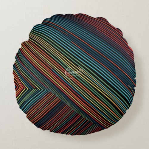 Multi_colored Line Round Throw Pillow