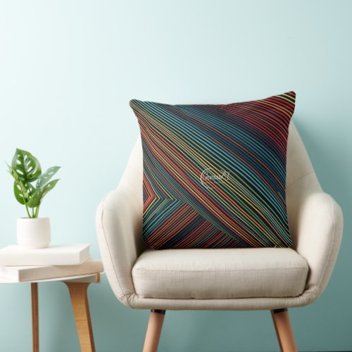 Multi_colored Line Throw Pillow 20x20
