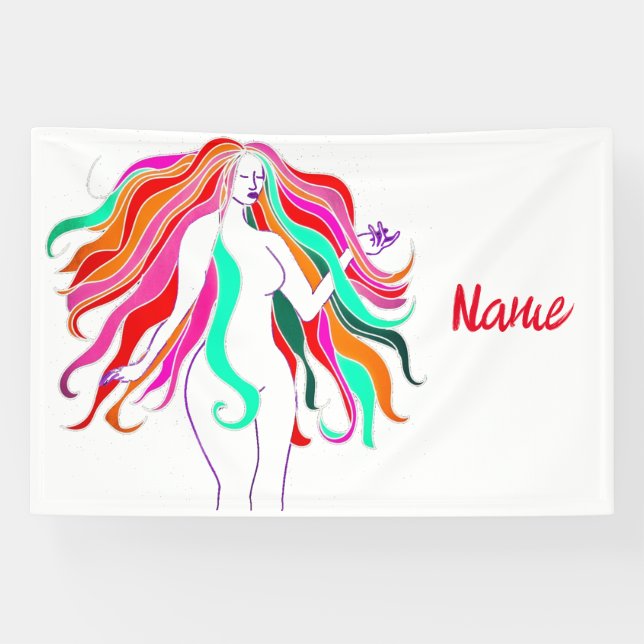Multi-colored long-haired goddess Thunder_Cove Banner (Horizontal)
