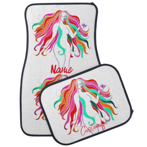 Multi_colored long_haired goddess Thunder_Cove Car Floor Mat