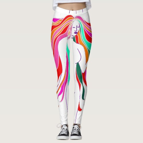 Multi_colored long_haired goddess Thunder_Cove Leggings