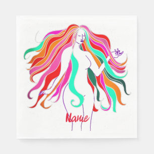 Multi-colored long-haired goddess Thunder_Cove Napkins