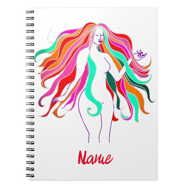 Multi-colored long-haired goddess Thunder_Cove Notebook (Front)