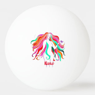 Multi-colored long-haired goddess Thunder_Cove Ping Pong Ball