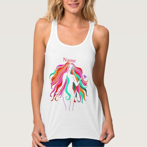 Multi_colored long_haired goddess Thunder_Cove Tank Top