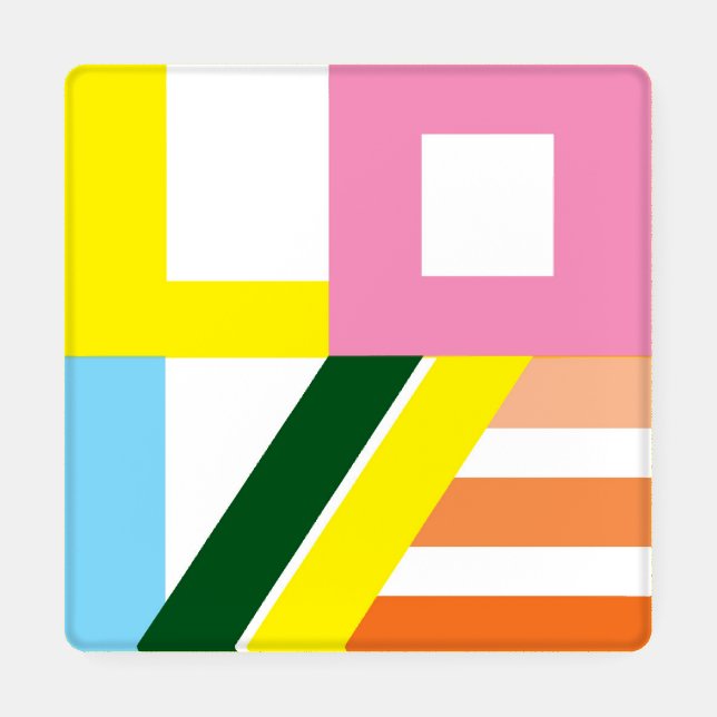 Multi-colored "LOVE" acrylic coaster set (4) (Single)