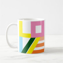 Multi-colored "LOVE" coffee mug