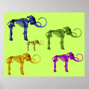 Multi Colored Mammoth Skeletons Poster